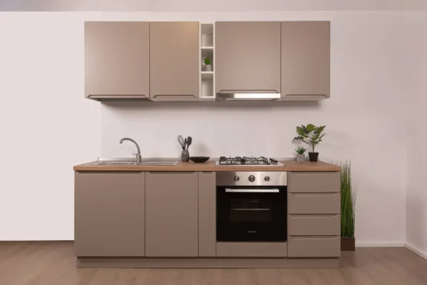 Bucătărie Modulară Completă Compact 2 – Minimalism Modern cu Mânere Frezate