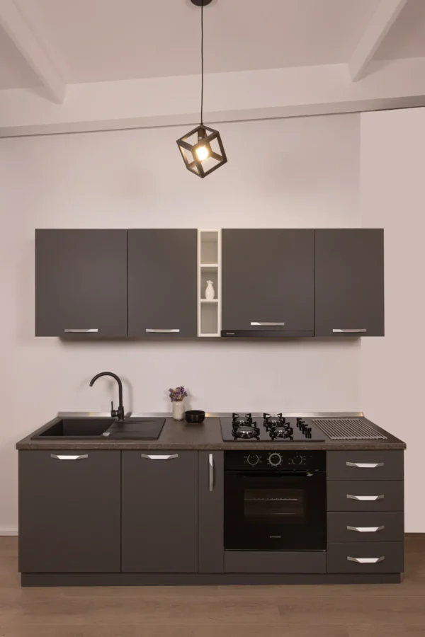 Bucătărie Modulară Completă Compact 3 – Design Urban & Contrast Antracit