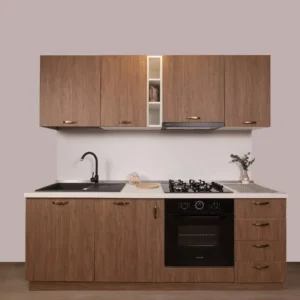 Bucătărie Modulară Completă Compact 5 – Rustic Modern & Textură Lemn Natural