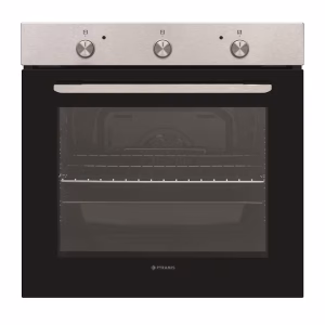 Cuptor electric Pyramis PO78021008PIX, 8 functii, clasa A, volum 78 litri, butoane retractabile, timer mecanic, finisaj sticla neagra si inox