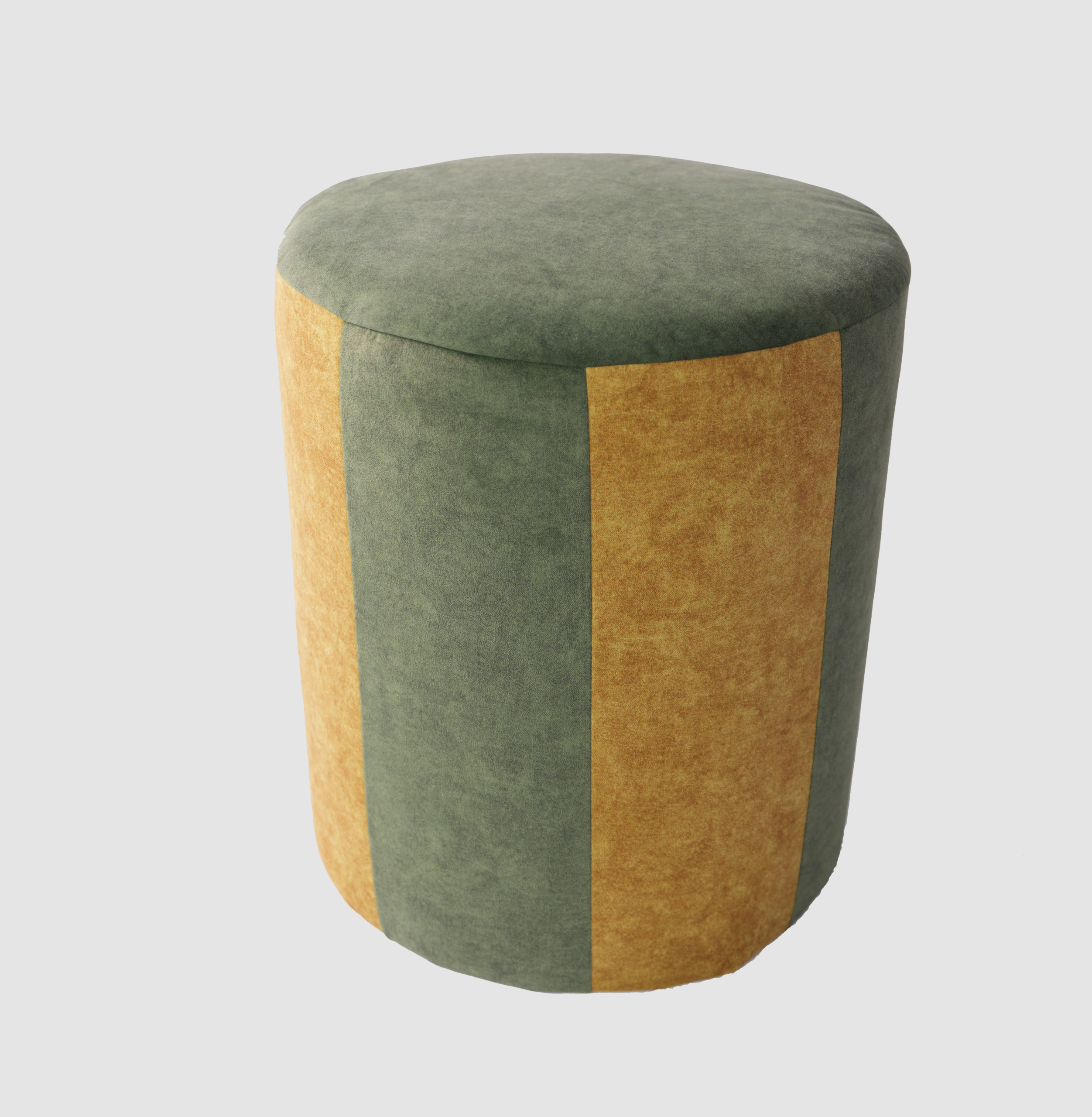 Taburet rotund verde si galben